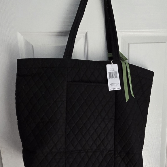 Vera Bradley Handbags - Vera Bradley Elegant Black Quilted Tote Bag